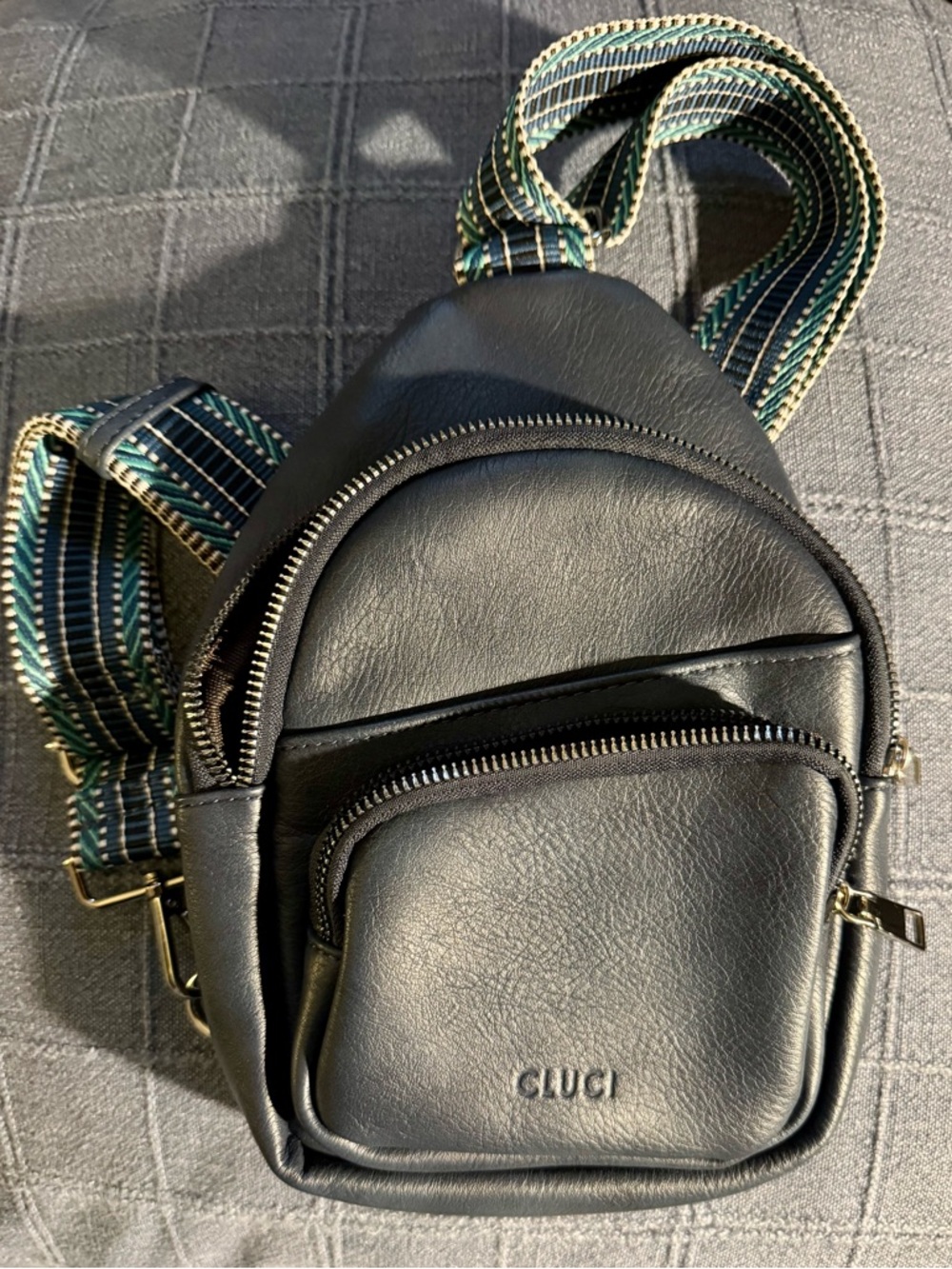 Gluci Blue Leather Crossbody Sling Bag for Men
